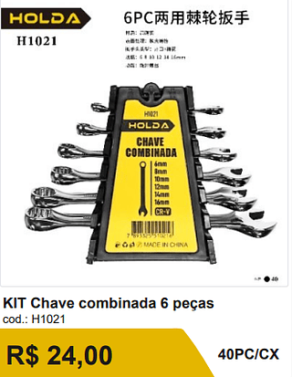 KIT Chave combinada 6 peças R$21.60 40PC/CX