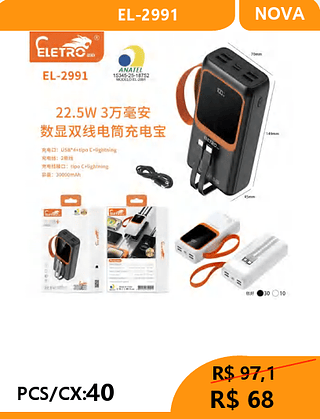 CARREGADOR PORTÁTIL PCS/CX:40 R$ 68