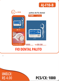 FIO DENTAL PALITO UNID.CX:RS 4.00 PCS/CX:1000