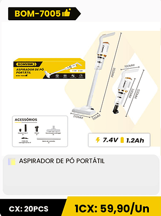ASPIRADOR DE PÓ PORTÁTIL CX: 20PCS 1CX: 59,90/Un