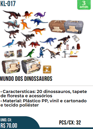 MUNDO DOS DINOSSAUROS UNID. CX: RS 70.00 PCS/CX:32