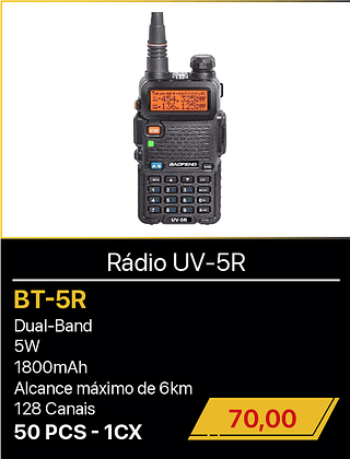 Rádio UV-5R 50PCS R$70,00