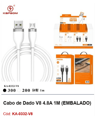 Cabo de Dado V8 4.8A 1M R$ 1,98 PCS/cx:500
