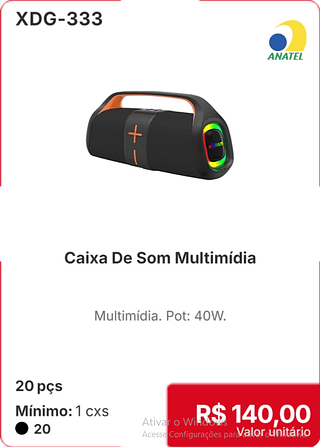 Caixa De Som Multimídia 20 pçs R$ 140.00