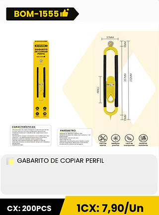 GABARITO DE COPIAR PERFIL CX: 200PCS 1CX: 7,90/Un