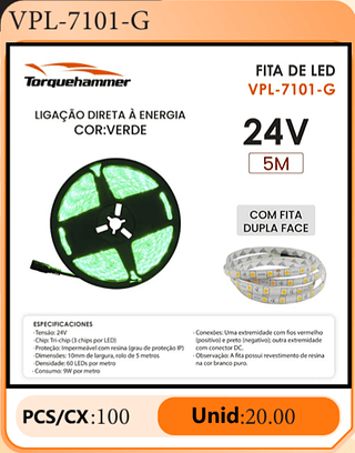 FITA DE LED 24V 5M PCS/CX:100 Unid:20.00
