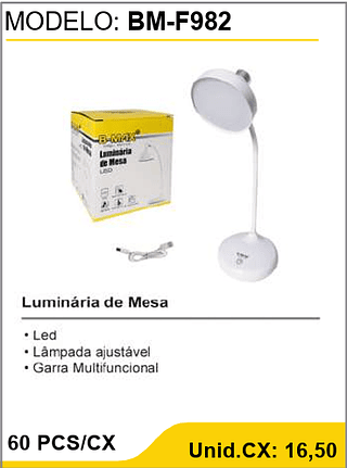Luminária de Mesa 60 PCS/CX Unid.CX: 16,50