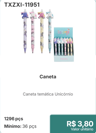Caneta 1296 pçs R$ 3,80