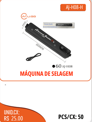 MAQUINA DE SELAGEM UNID.CX:RS 25.00 PCS/CX:50
