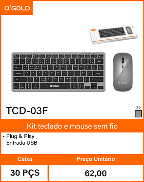 Kit teclado e mouse sem fio - Caixa 30 PCS Preco Unitario 62,00