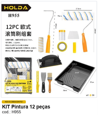 KIT Pintura 12 peças R$ 29,7 PC/CX:20