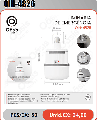 LUMINARIADE EMERGENCIA PCS/CX: 50 Unid.CX: 24,00