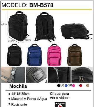 Mochila 80PCS/CX Unid.CX: 41,00