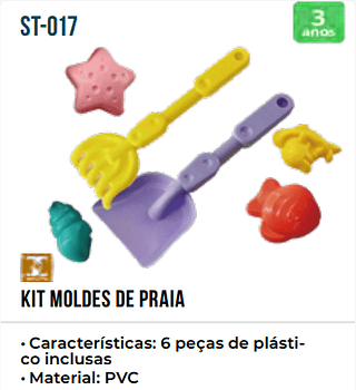 KIT MOLDES DE PRAIA UNID.CX:RS 6.00 PCS/CX:216