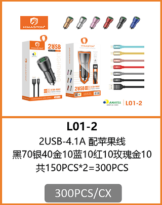 CARREGADOR VEICULAR LIGHTNING 2USB -4.1A 300PCS/CX R$:8,93