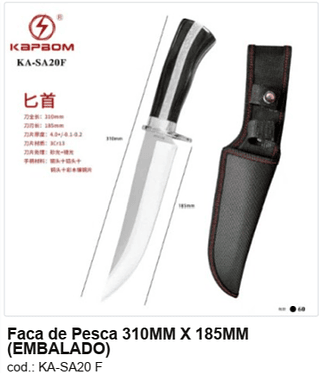 Faca de Pesca 310MM X 185MM R$ 36 PC/CX:60