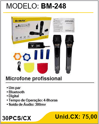 Microfone profissional 30PCS/CX Unid.CX: 75,00