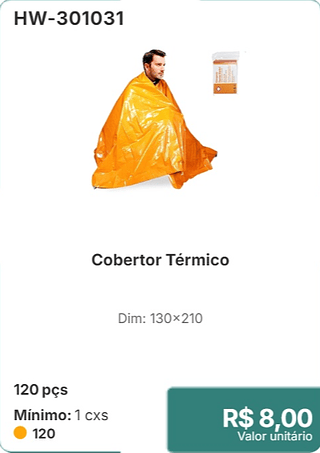 Cobertor Térmico 120 ps R$ 8,00