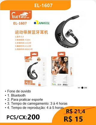 FONE BLUETOOTH PCS/CX:200 R$15