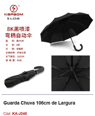Guarda Chuva 106cm de Largura R$ 16,65 PCS/Cx: 60