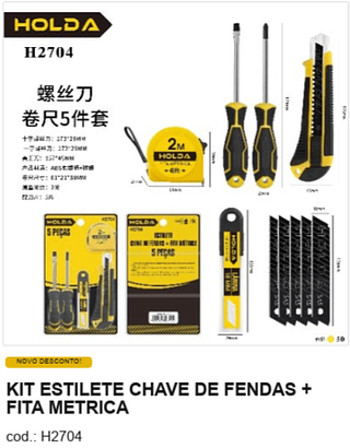 KIT ESTILETE CHAVE DE FENDAS + FITA METRICA R$ 17,1 PC/CX:50