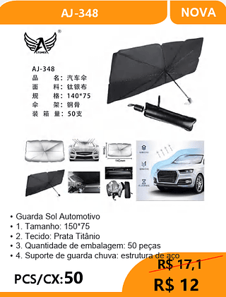 Guarda Sol Automotivo PCS/CX:50 R$12