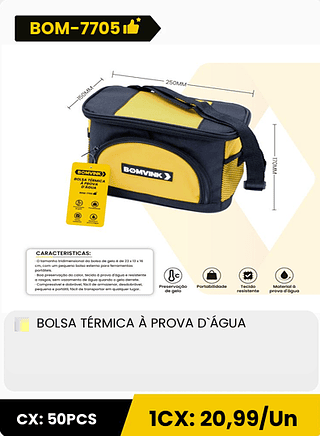 BOLSA TÉRMICA À PROVA D'ÁGUA CX: 50PCS 1CX: 20,99/Un