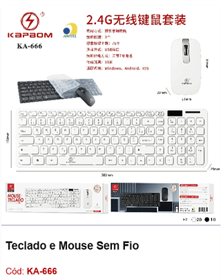 Teclado e Mouse Sem Fio R$42,3 PCS/CX:30