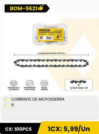 CORRENTE DE MOTOSSERRA 6 CX: 100PCS 1CX: 5,99/Un