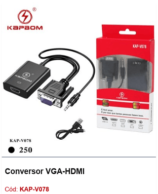 Conversor VGA-HDMI R$ 8,91 PCS/cx:250