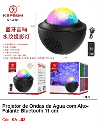 Projetor de Ondas de Água com AltoFalante Bluetooth 11 cm R$23,4 PCS/cx:60