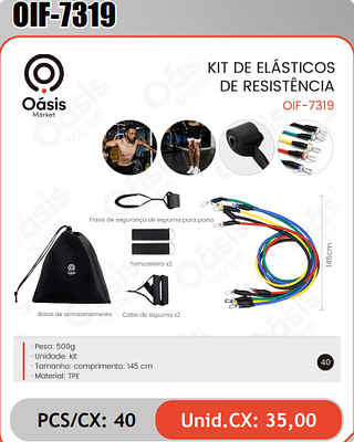 KIT DE ELASTICOSDE RESISTENCIA PCS/CX: 40 Unid.CX: 35,00