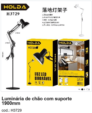 Luminária de chão com suporte 1900mm R$ 108 PC/CX:5