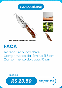 FACA UNID. CX: R$ 23,50 PCS/CX: 100