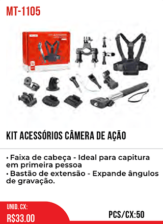 KIT ACESSÓRIOS CÂMERA DE AÇÃO 50pç=33$