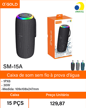 Caixa de som semfio a prova d'agua Caixa 15 PCS Preco Unitario 129,87