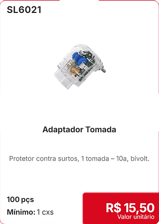 Adaptador Tomada 100 pçs R$ 15,50