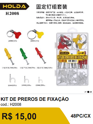 KIT DE PREROS DE FIXAÇÃO R$ 13.50 48PC/CX