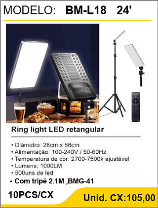 Ring light LED retangular 24' 10PCS/CX Unid. CX:105,00