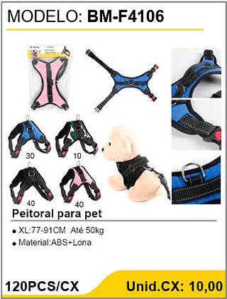 Peitoral para pet 120PCS/CX Unid.CX: 10,00
