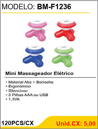 Mini Massageador Elétrico 120PCS/CX Unid.CX: 5,00