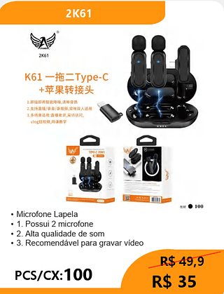 Microfone Lapela PCS/CX:100 R$ 35