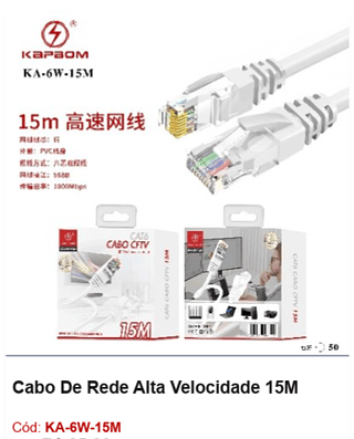 Cabo De Rede Alta Velocidade 15M R$ 14,85 PCS/Cx:50