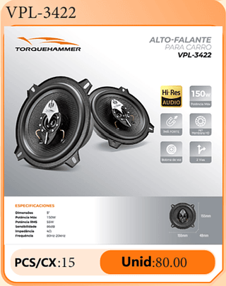 ALTO-FALANTE PARA CARRO PCS/CX:15 Unid:80.00