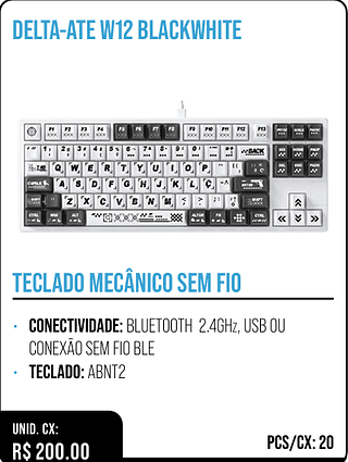 TECLADO MECÂNICO SEM FIO UNID. CX: R$ 200.00 PCS/CX: 20