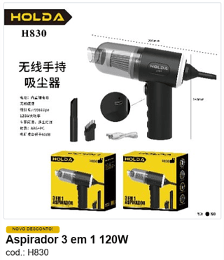 Aspirador 3 em 1 120W R$ 16,2 PC/CX:80