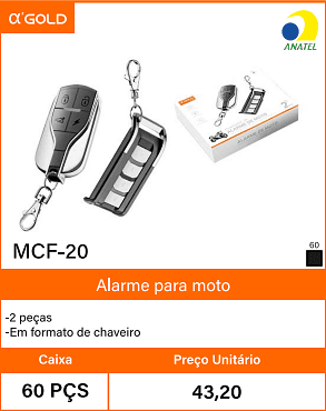 Alarme para moto - Caixa 60 PCS Preco Unitario 43,20
