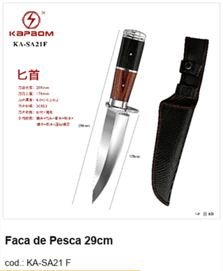 Faca de Pesca 29cm R$ 34,2 PC/CX:60