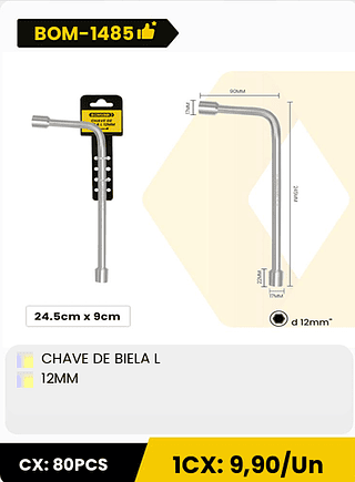 CHAVE DE BIELA L 12MM CX: 80PCS 1CX: 9,90/Un