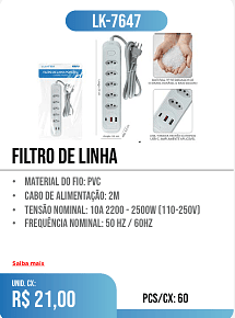 filtro de linha PCS/CX: 60 UNID. CX: r$ 21,00